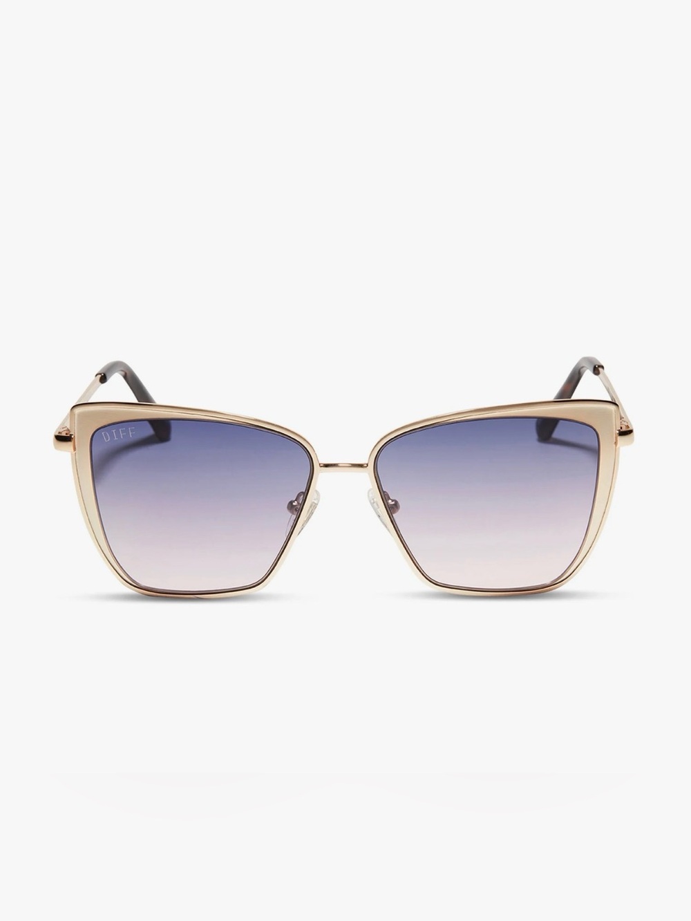 DIFF Eyewear Stylish Rose Gold Frame Gradient Purple Women's Sunglasses